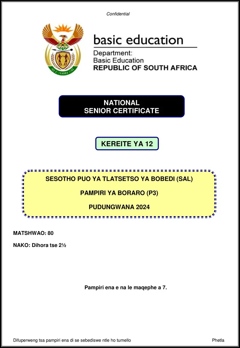 Sesotho Sal P3 Nov 2024 Gr12
