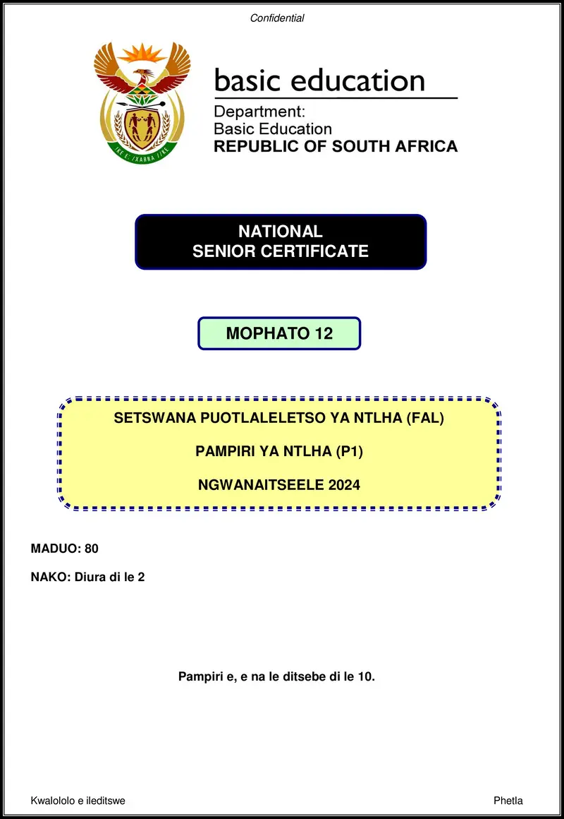 Setswana Fal P1 Nov 2024 Gr12