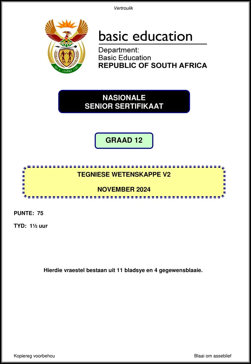Technical Sciences P2 Nov 2024 Afr Gr12