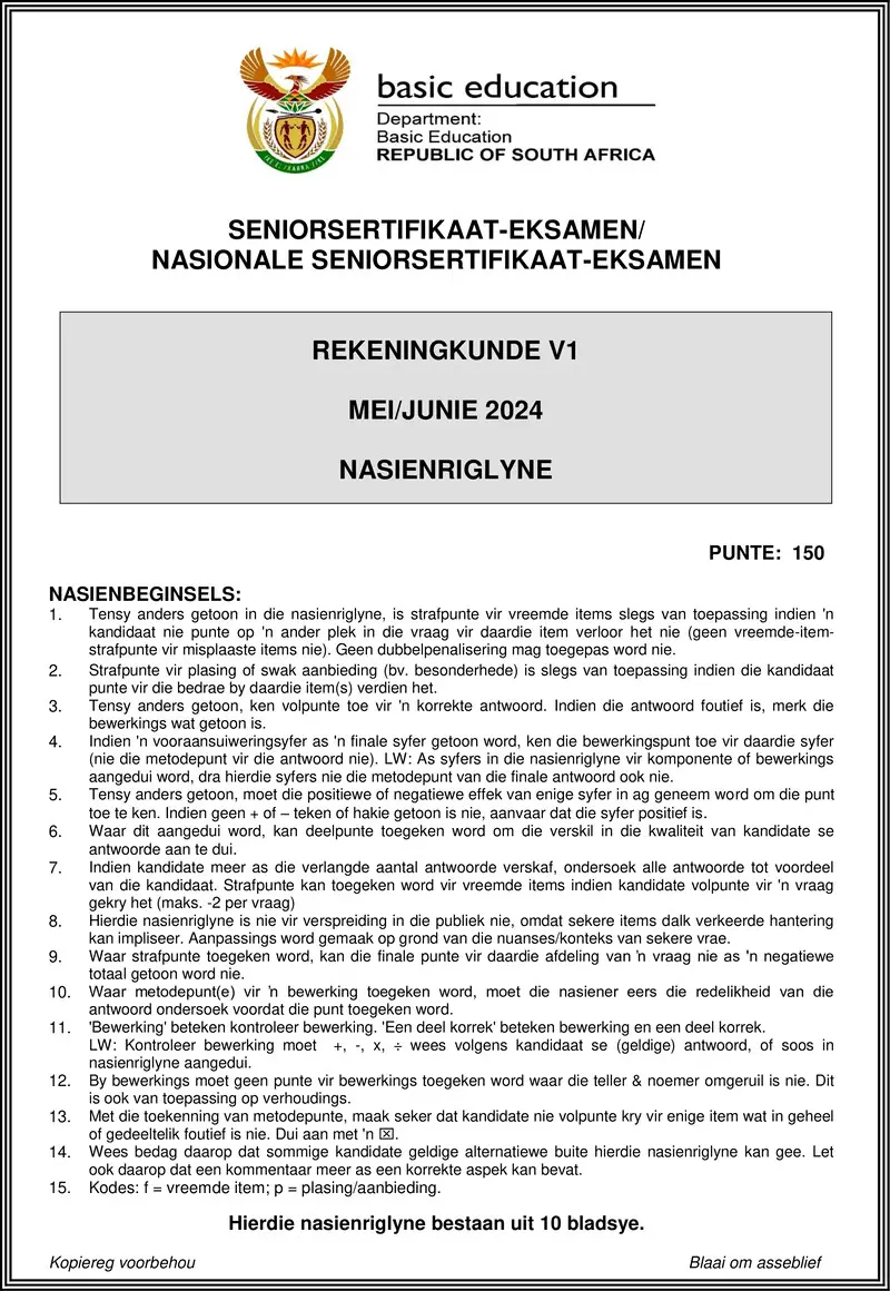 Grade 12 Accounting past paper 2024 – accounting p1 may june 2024 mg afr gr12