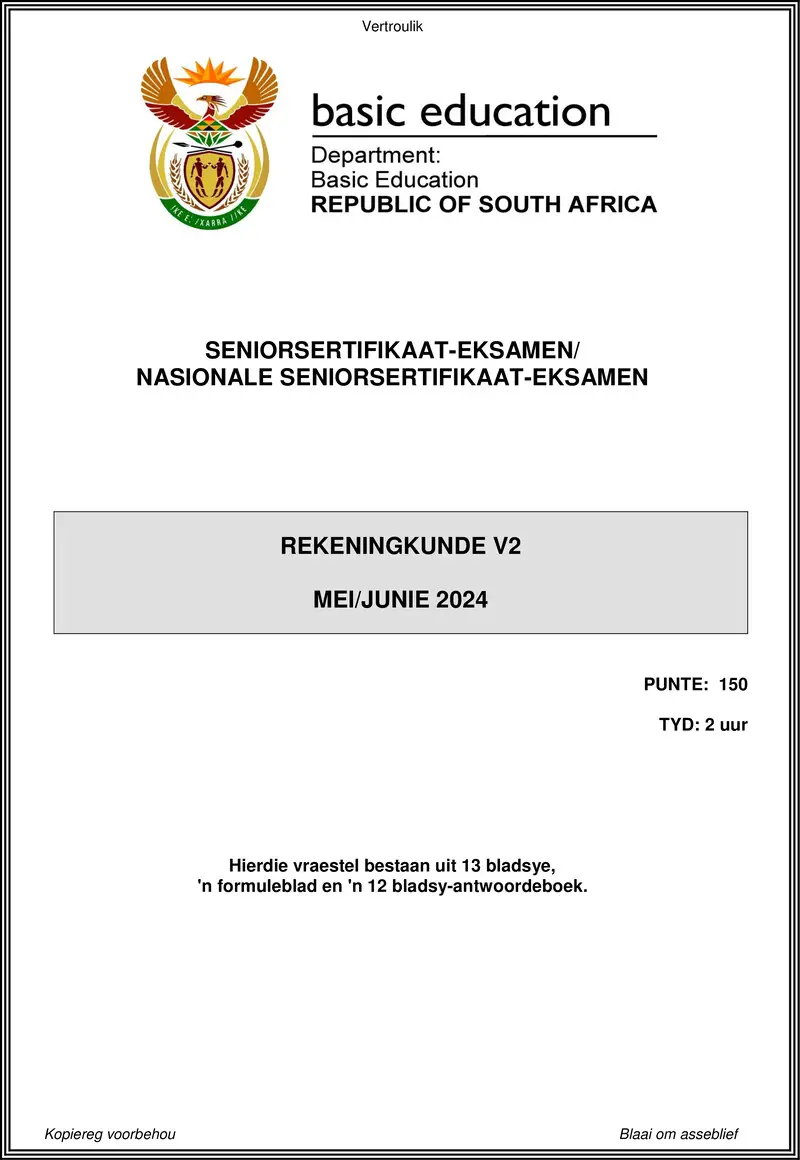 Grade 12 Accounting past paper 2024 – accounting p2 may june 2024 afr gr12