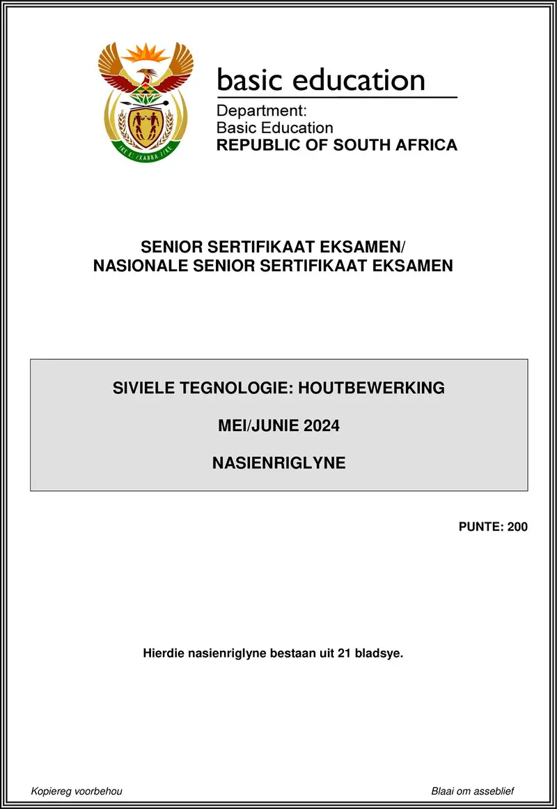 Grade 12 Civil Technology past paper 2024 – civil technology may june 2024 woodworking mg afr gr12