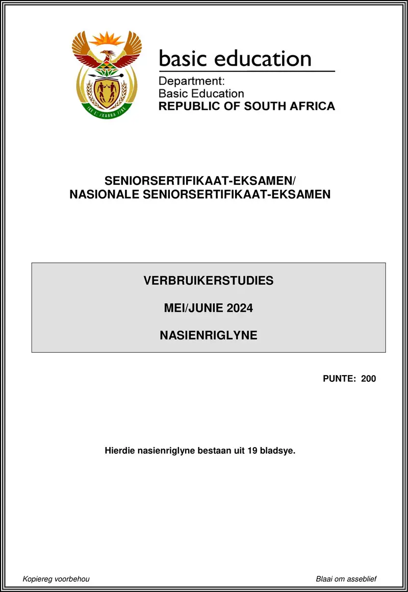 Grade 11 Consumer Studies past paper 2024 – consumer studies may june 2024 afr gr12