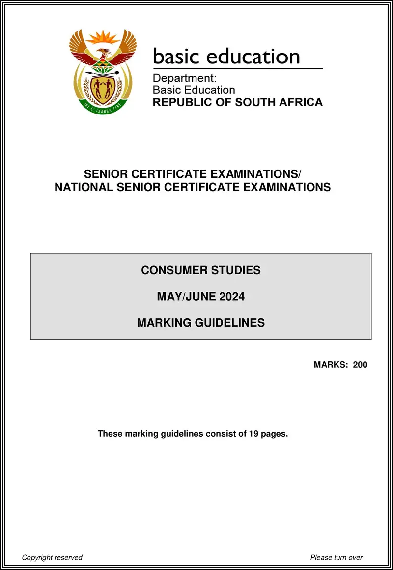 Grade 11 Consumer Studies past paper 2024 – consumer studies may june 2024 eng gr12