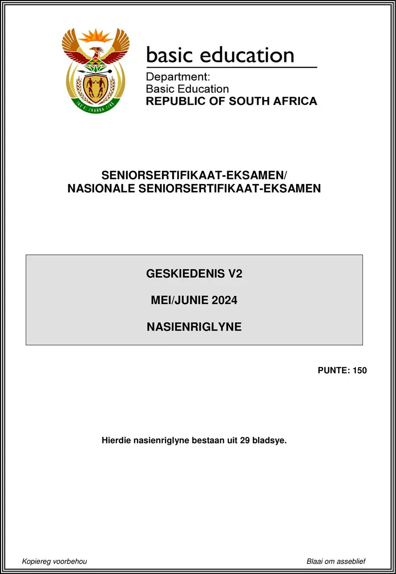 Grade 12 History past paper 2024 – history p2 may june 2024 mg afr doc gr12