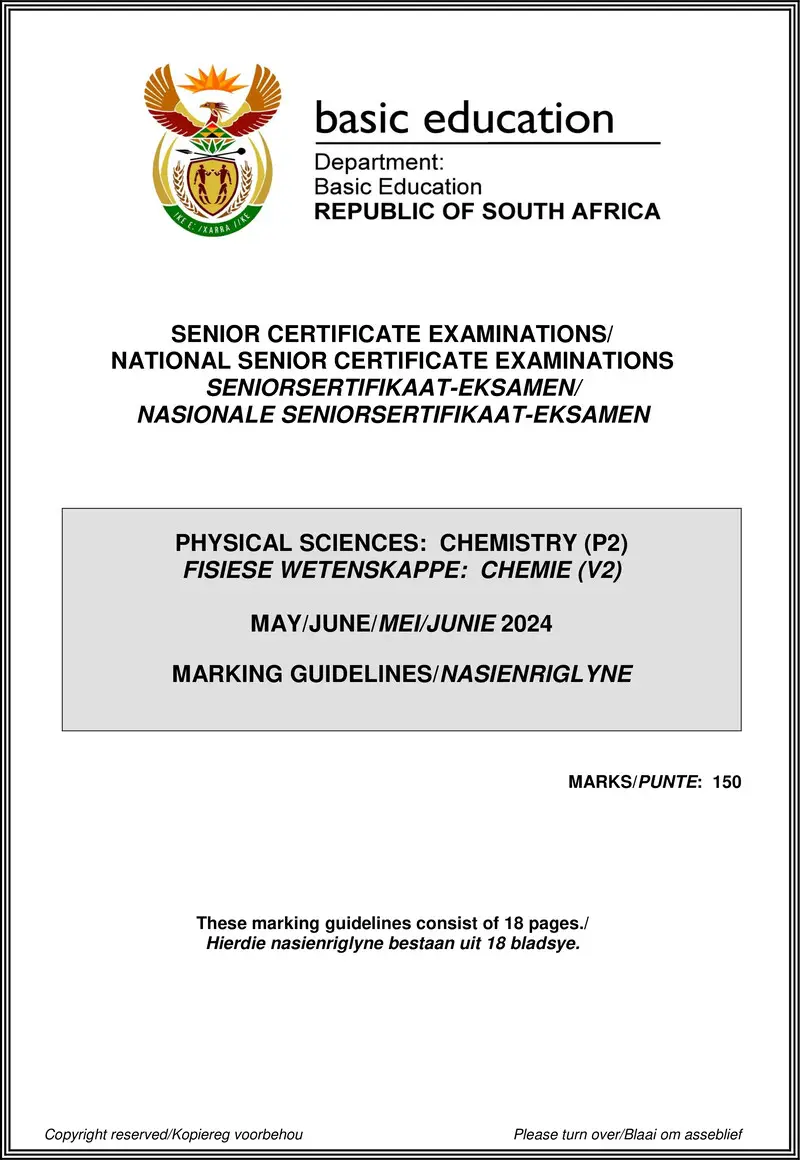Grade 12 Physical Sciences past paper 2024 – physical sciences p2 may june 2024 mg afr eng gr12