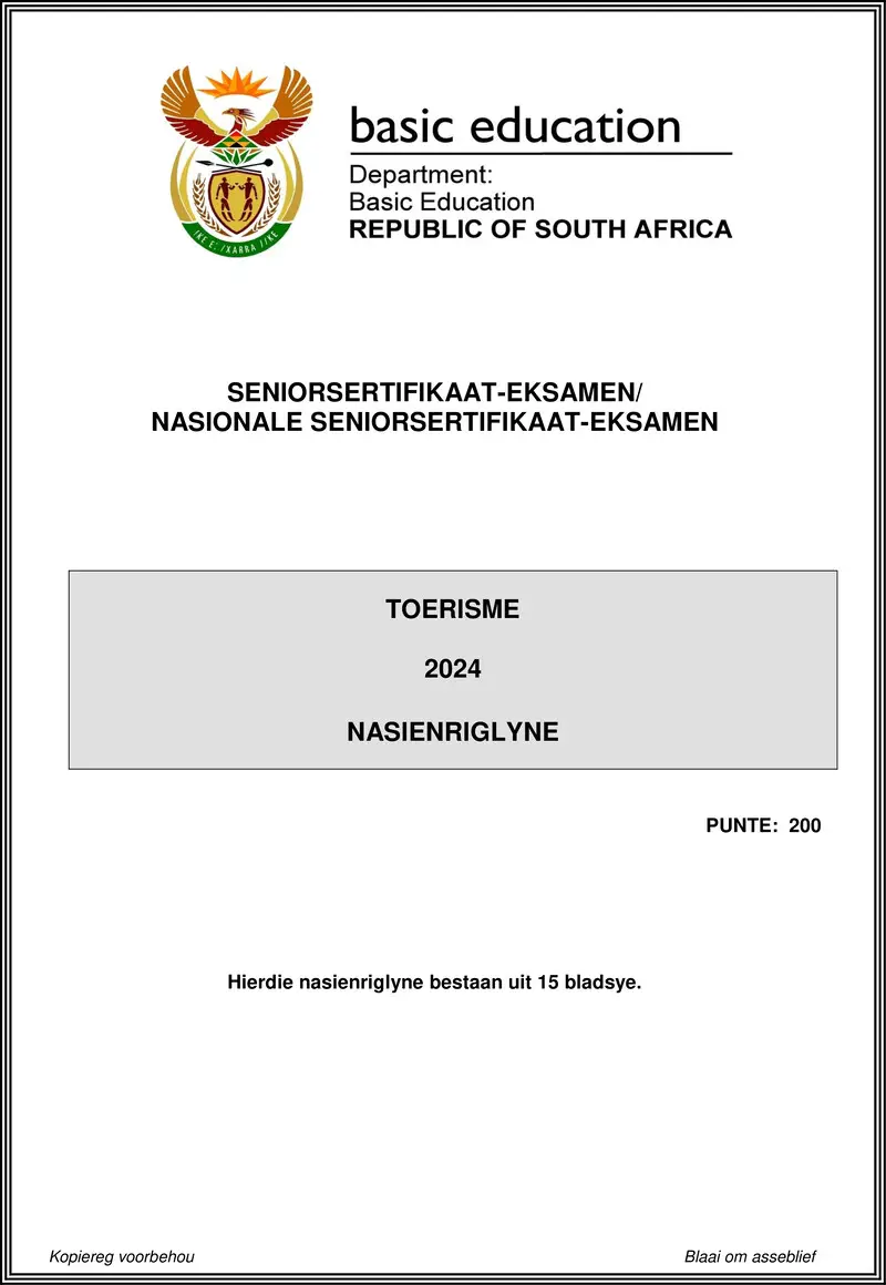 Grade 12 Tourism past paper 2024 – tourism may june 2024 mg afr gr12