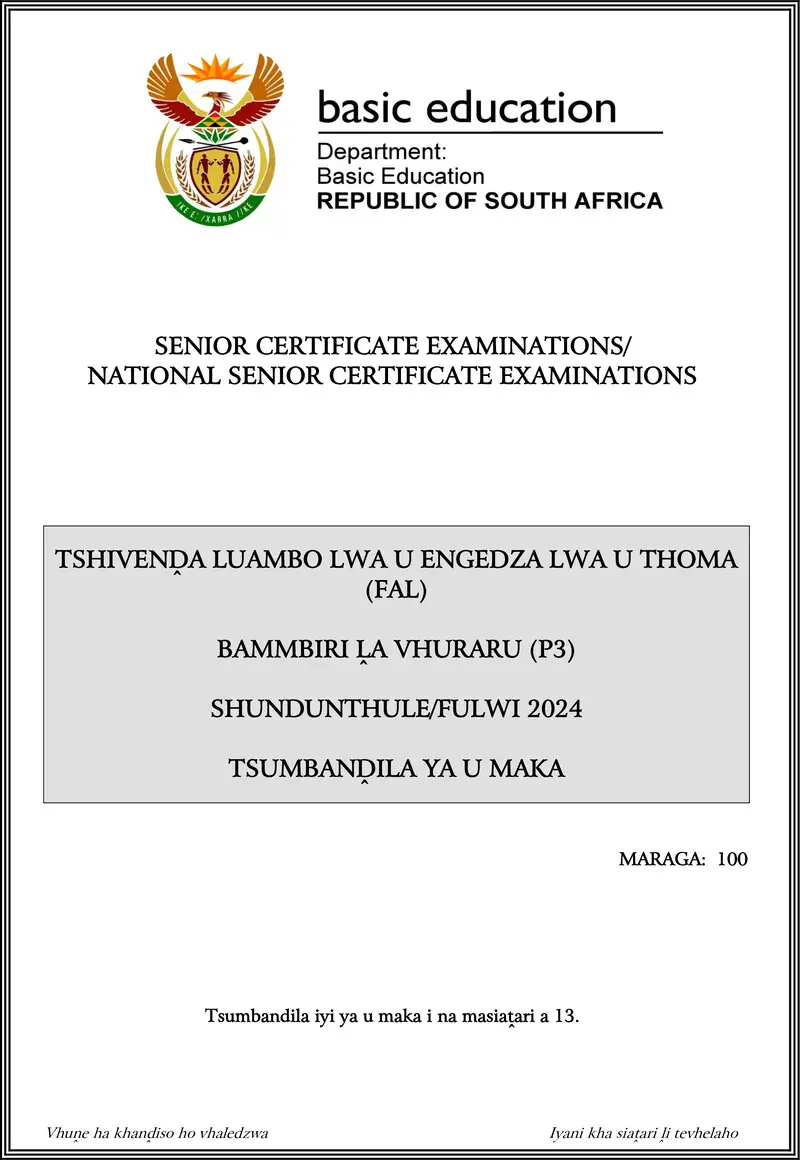 Tshivenda Fal P3 May June 2024 Mg Gr12