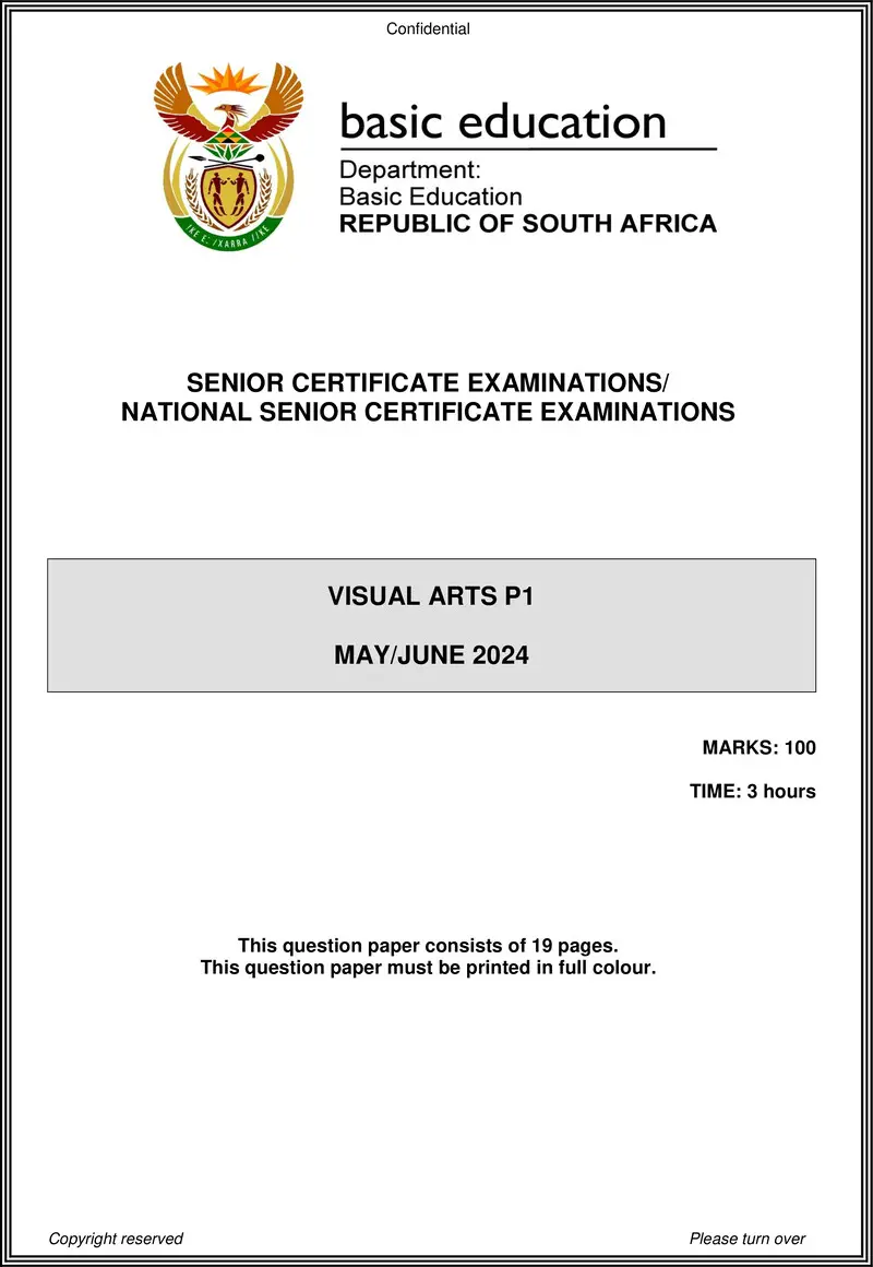 Grade 12 Visual Arts past paper 2024 – visual arts p1 may june 2024 eng gr12