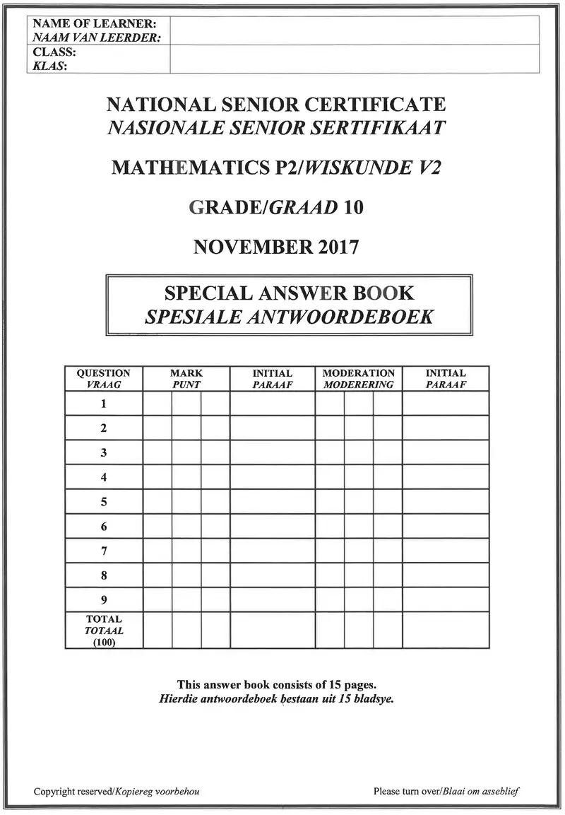 Grade 10 Mathematics P2 Ng And Afr November 2017 Answer Book