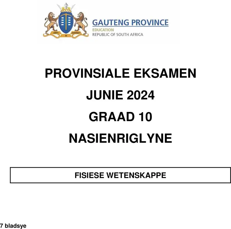 Grade 10 Provincial Exam Physical Sciences Afr June 2024 Possible Answers