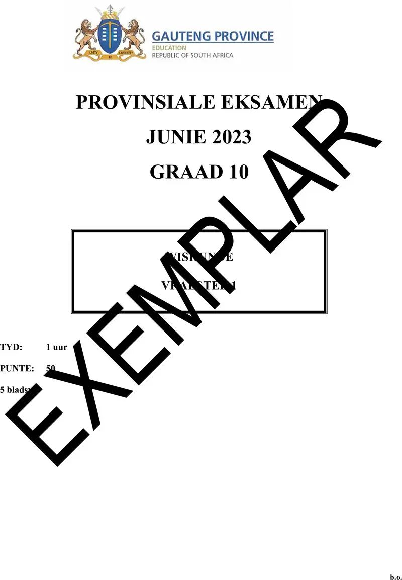 Grade 10 Mathematics past paper 2023 – grade 10 provincial exam mathematics p1 afr june 2023 qp