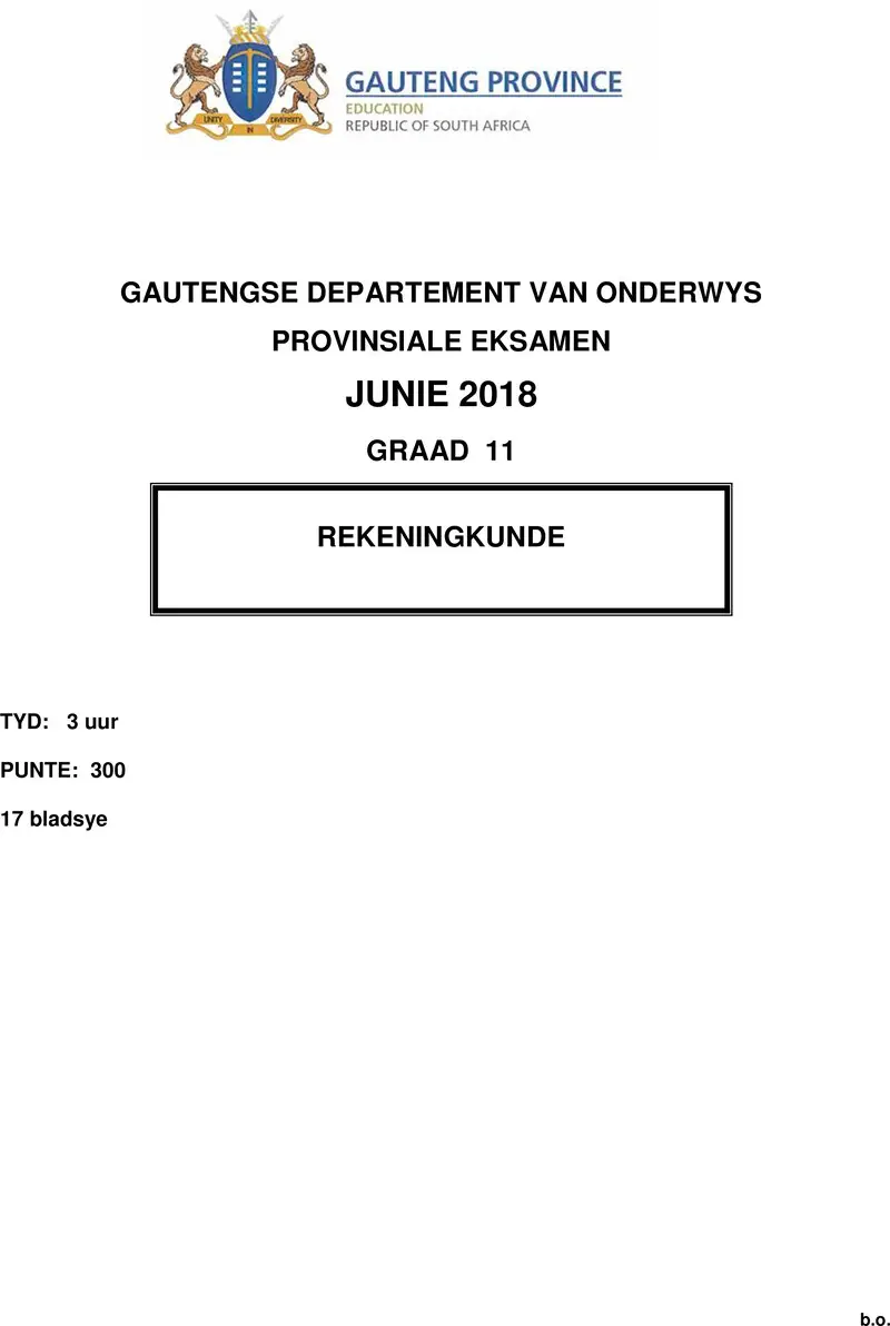 Grade 11 Accounting past paper 2018 – grade 11 provincial exam accounting afr june 2018 qp