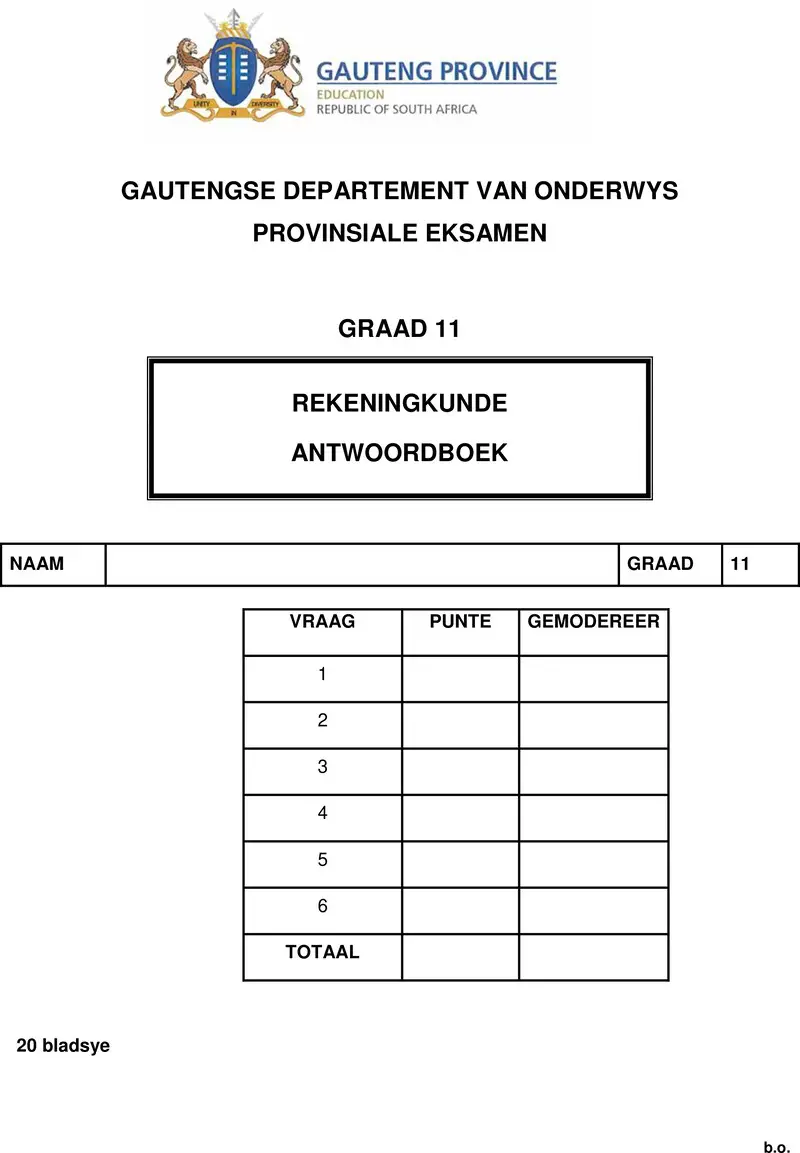 Grade 11 Accounting past paper 2017 – grade 11 provincial exam accounting afr november 2017 qp answer book