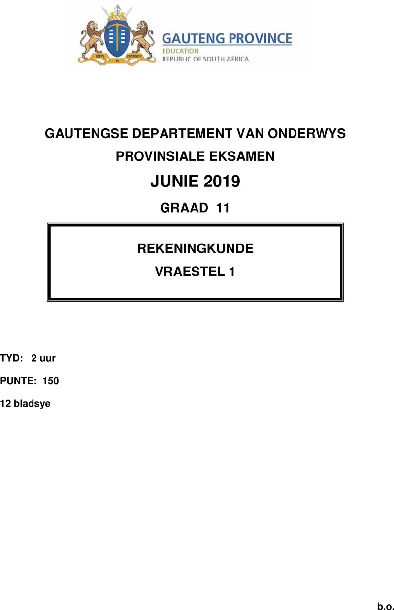 Grade 11 Accounting past paper 2019 – grade 11 provincial exam accounting p1 afr june 2019 qp