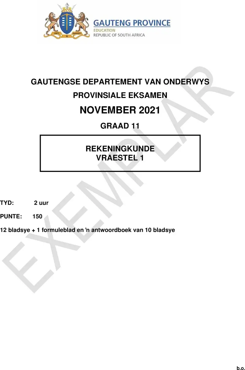 Grade 11 Accounting past paper 2021 – grade 11 provincial exam accounting p1 afr november 2021 qp