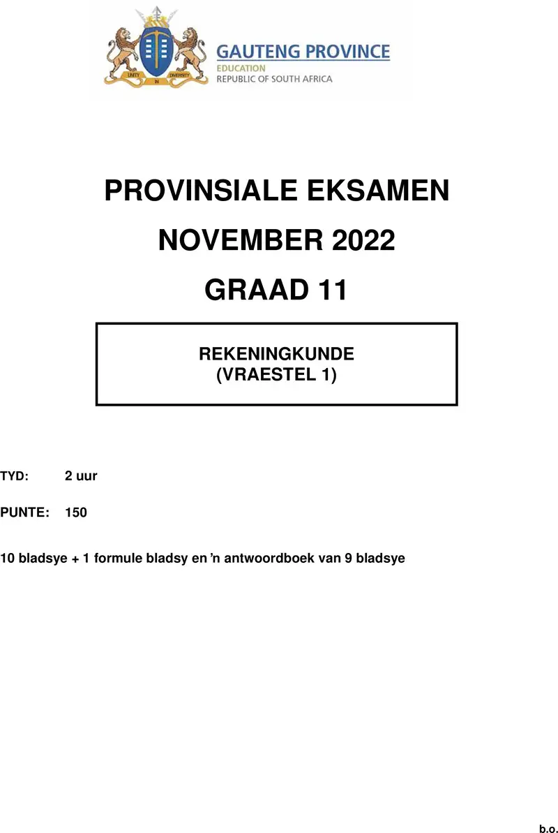 Grade 11 Accounting past paper 2022 – grade 11 provincial exam accounting p1 afr november 2022 qp