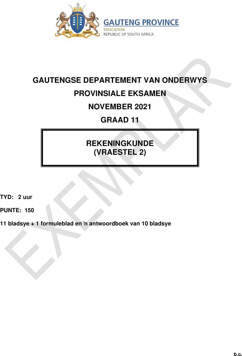 Grade 11 Accounting past paper 2021 – grade 11 provincial exam accounting p2 afr november 2021 qp