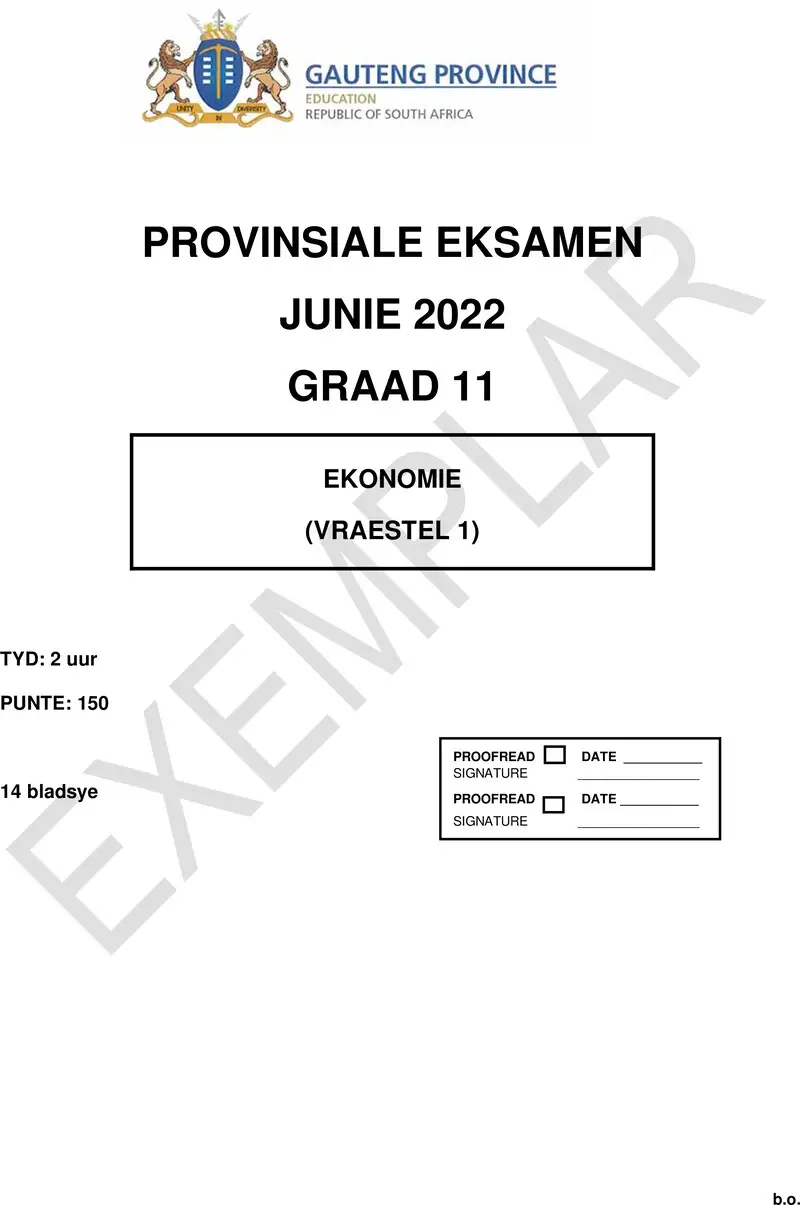 Grade 11 Economics past paper 2022 – grade 11 provincial exam economics p1 afr june 2022 qp
