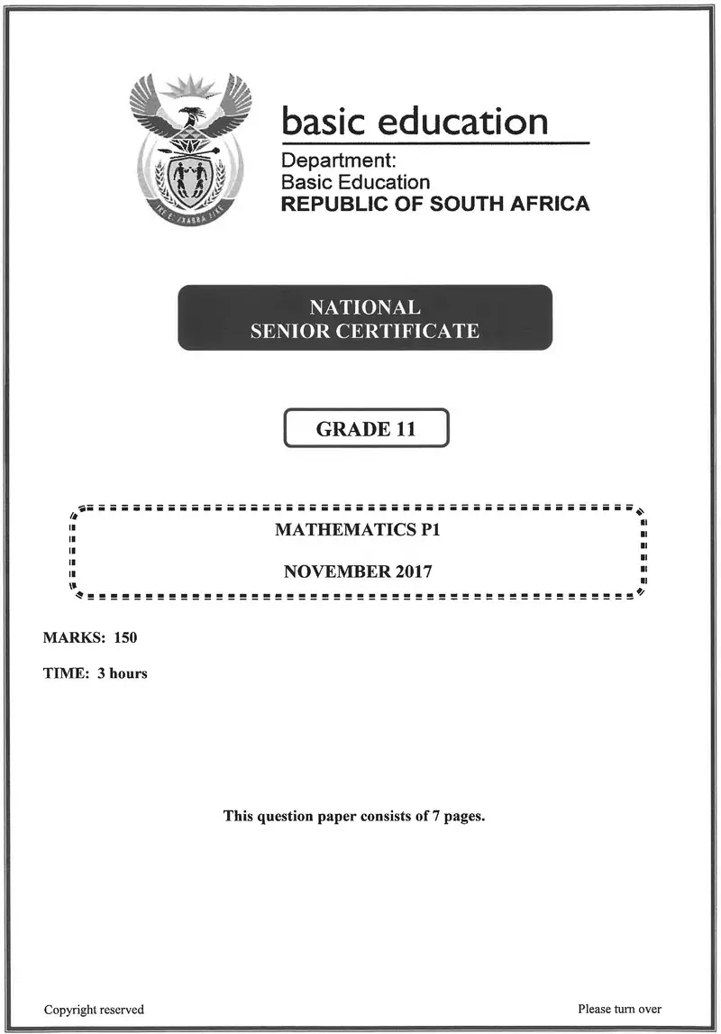 Grade 11 Mathematics past paper 2017 – grade 11 provincial exam mathematics p1 ng november 2017 qp