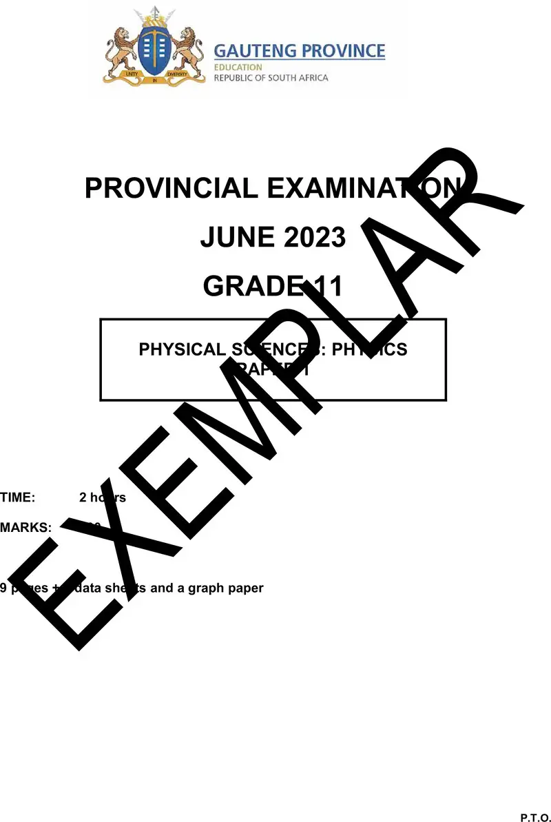 Grade 11 Provincial Exam Physical Sciences P1 Ng June 2023 QP