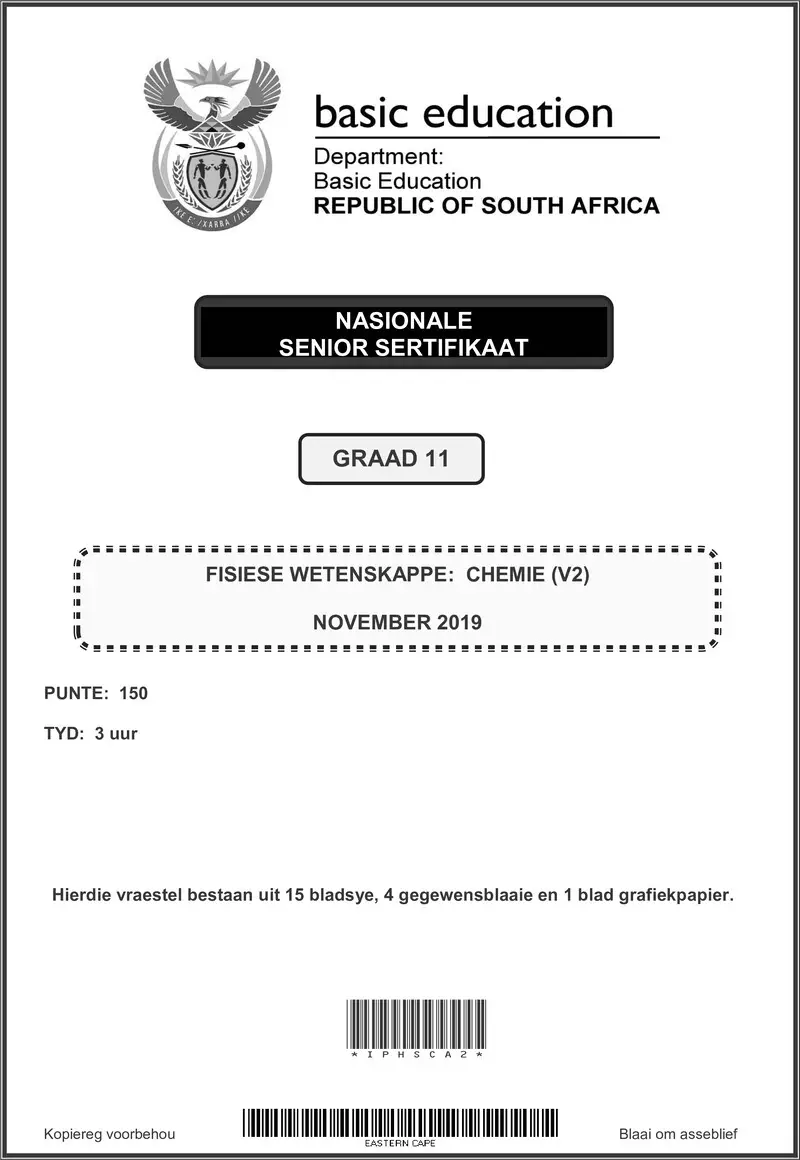 Grade 11 Provinvial Exam Physical Sciences P2 Afr November 2019 QP