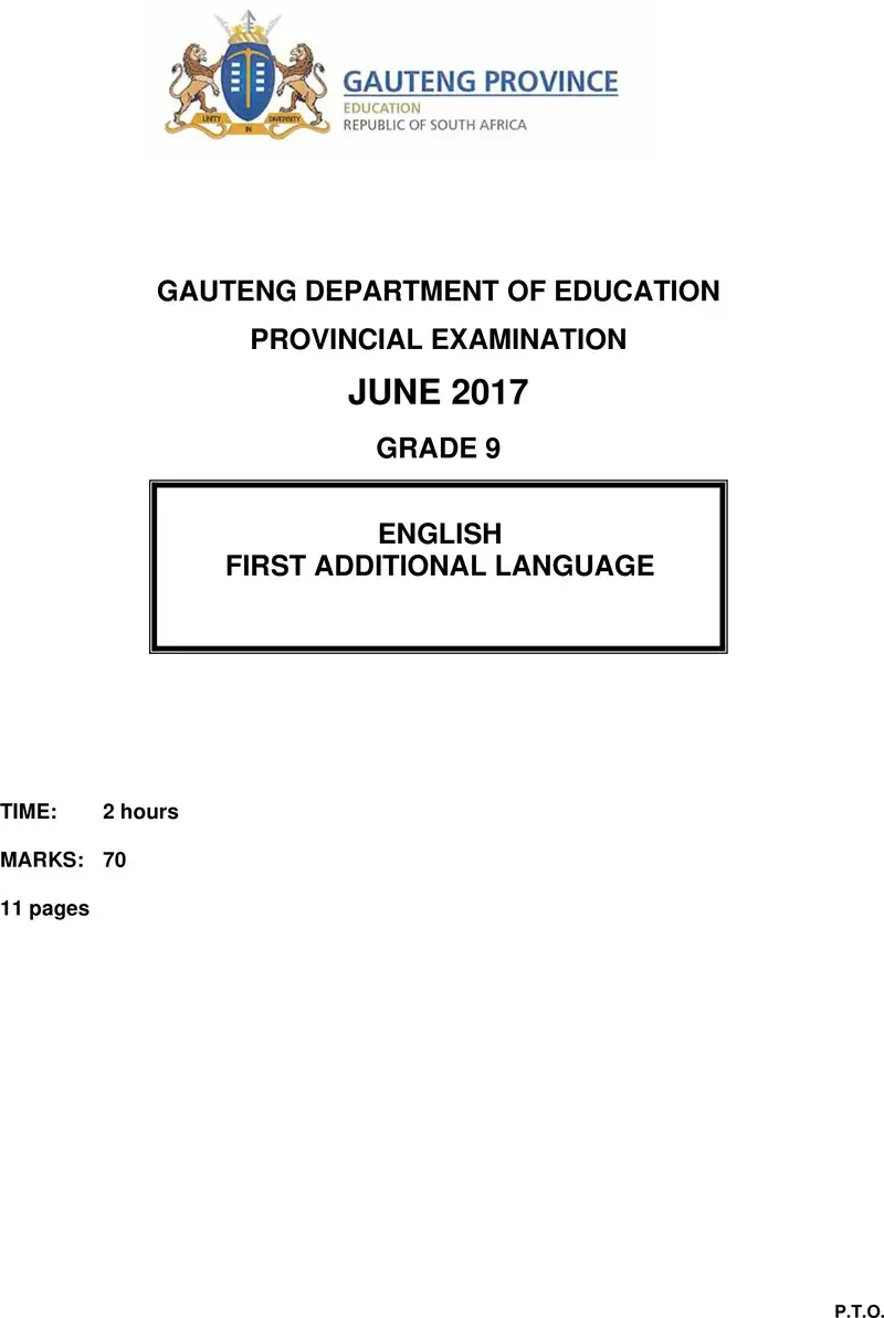 Grade 9 Provincial Exam Fal Ng June 2017 QP