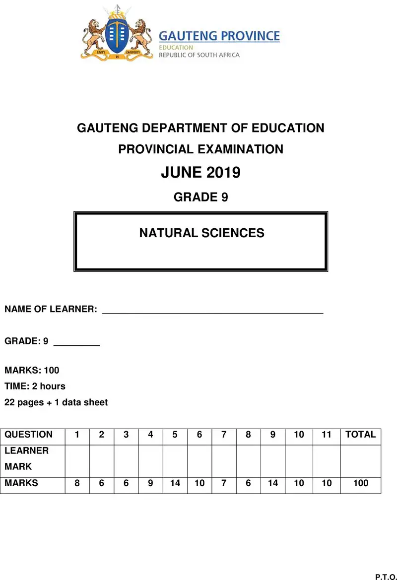 Grade 9 Natural Science past paper 2019 – grade 9 provincial exam natural sciences ng june 2019 qp