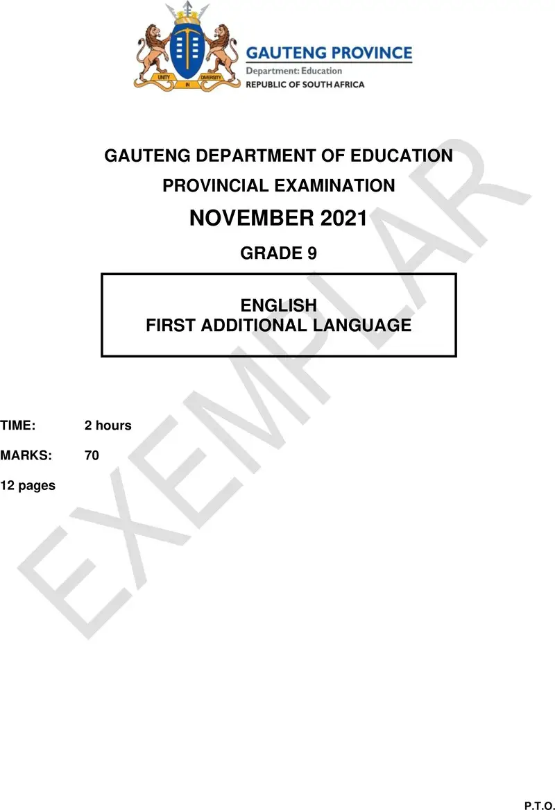 Grade 9 Provincial Exam Ng Fal November 2021 QP