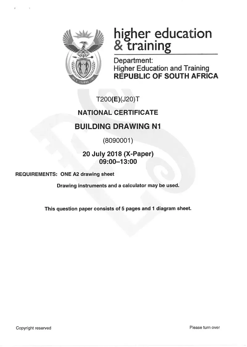 Building Drawing N1 Exam Paper 2 2018