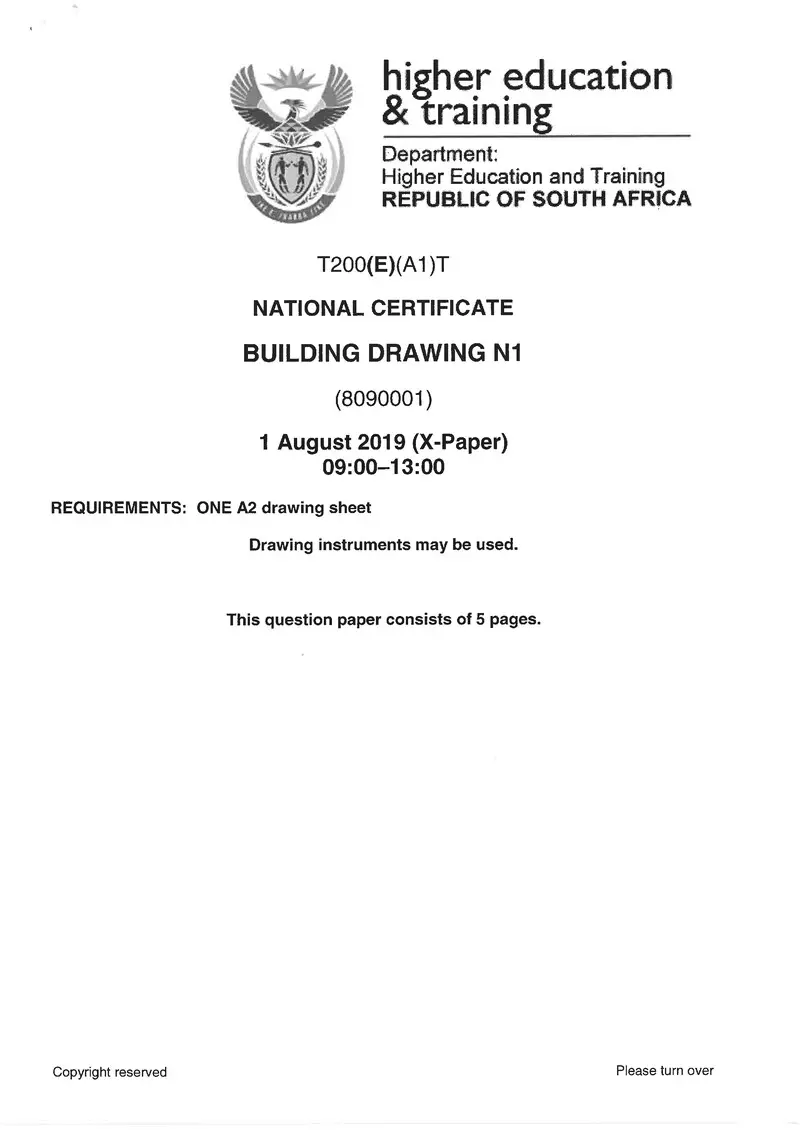 Building Drawing N1 Exam Paper 2 2019
