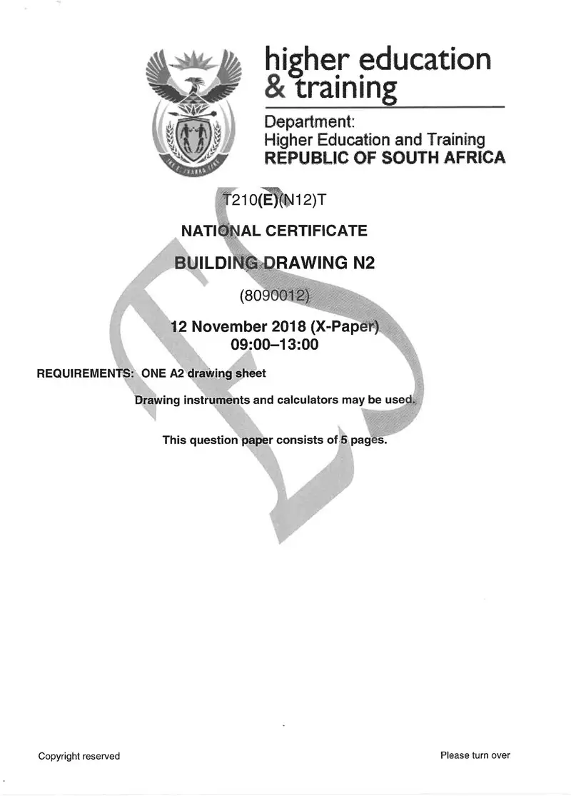 Building Drawing N2 Exam Paper 3 2018
