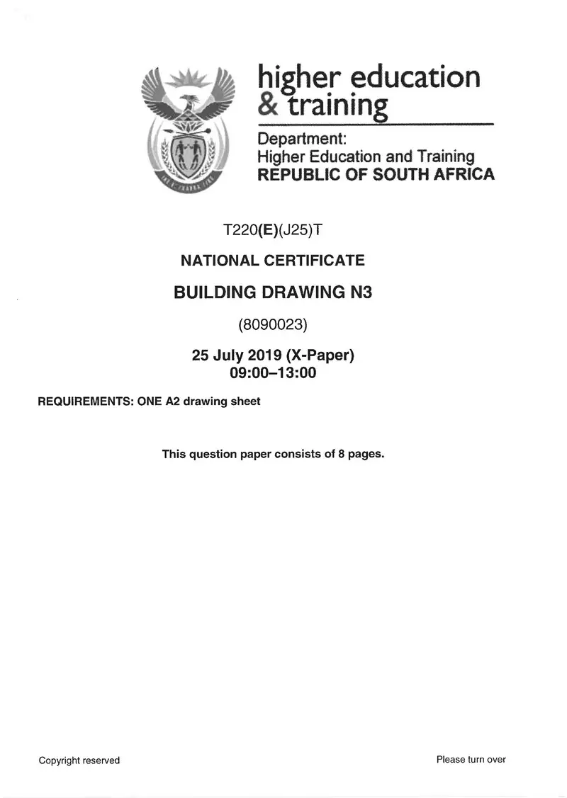 Building Drawing N3 Exam Paper 2 2019