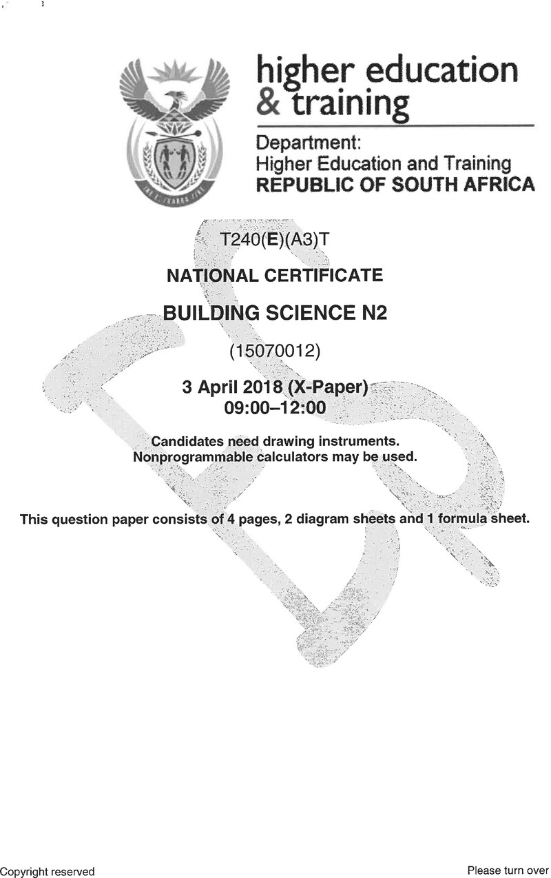 Building Science N2 Exam Paper 1 2018