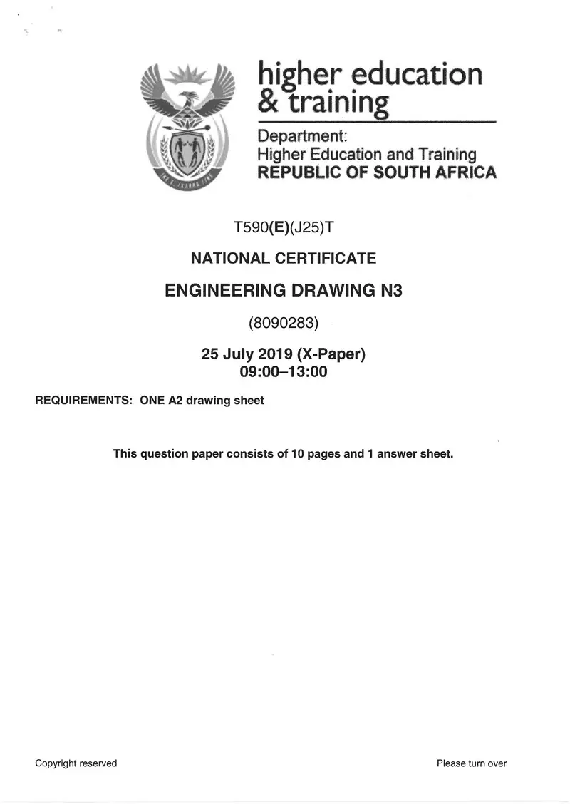 Engineerign Drawing N3 Exam Paper 2 2019