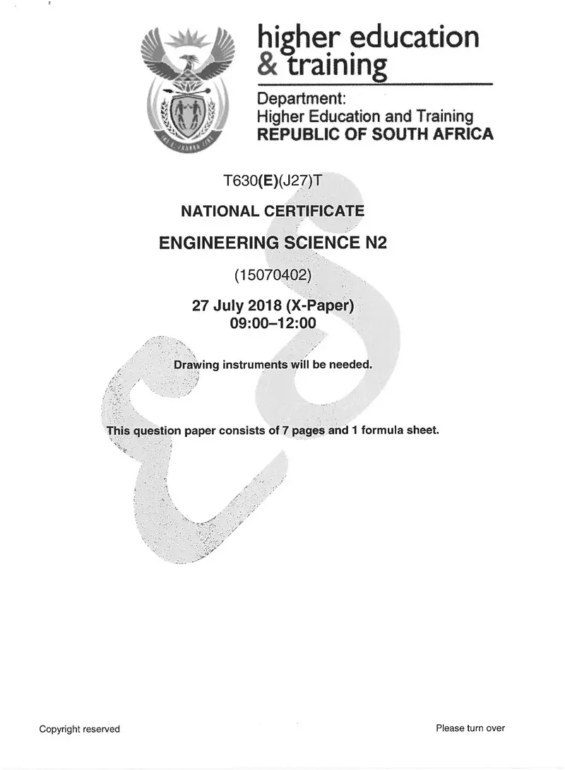 Engineering Science N2 Exam Paper 2 2018