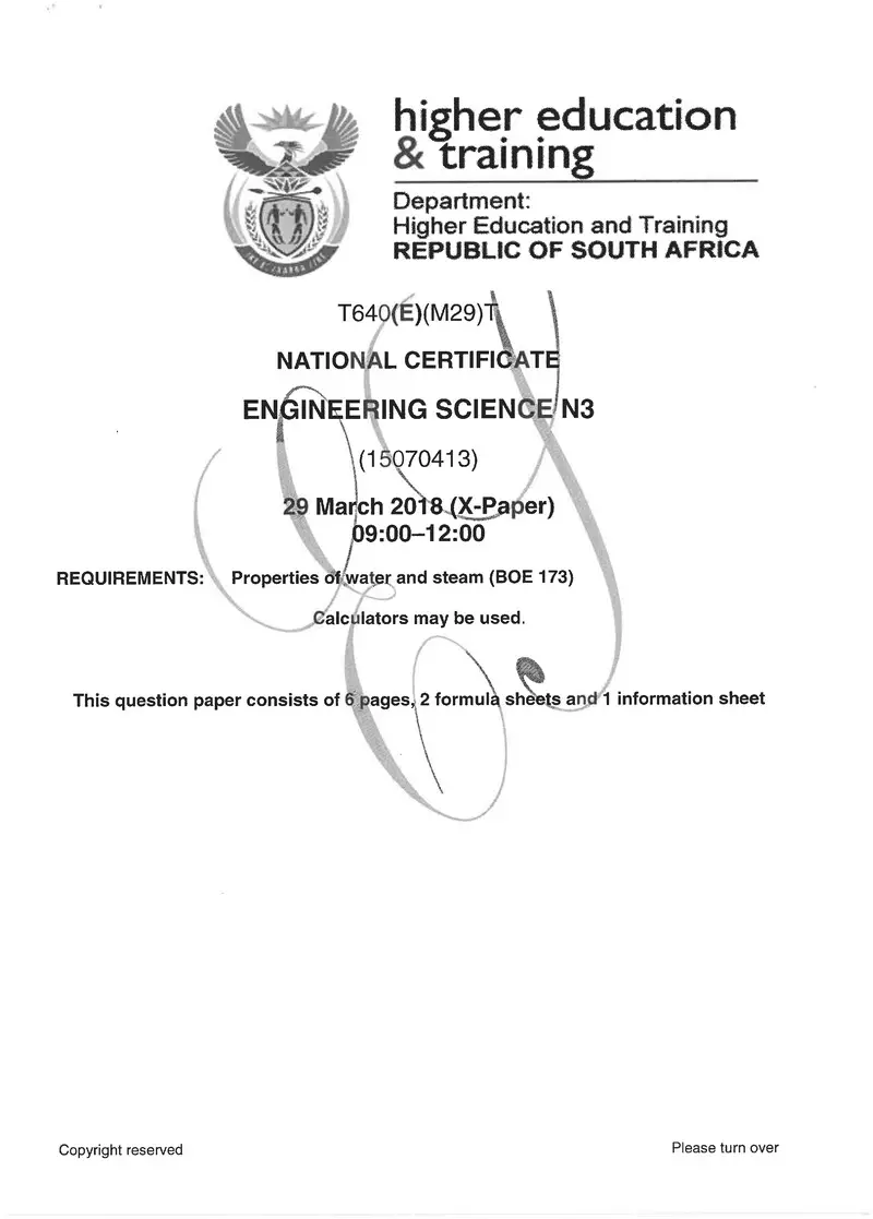 Engineering Science N3 Exam Paper 2 2018