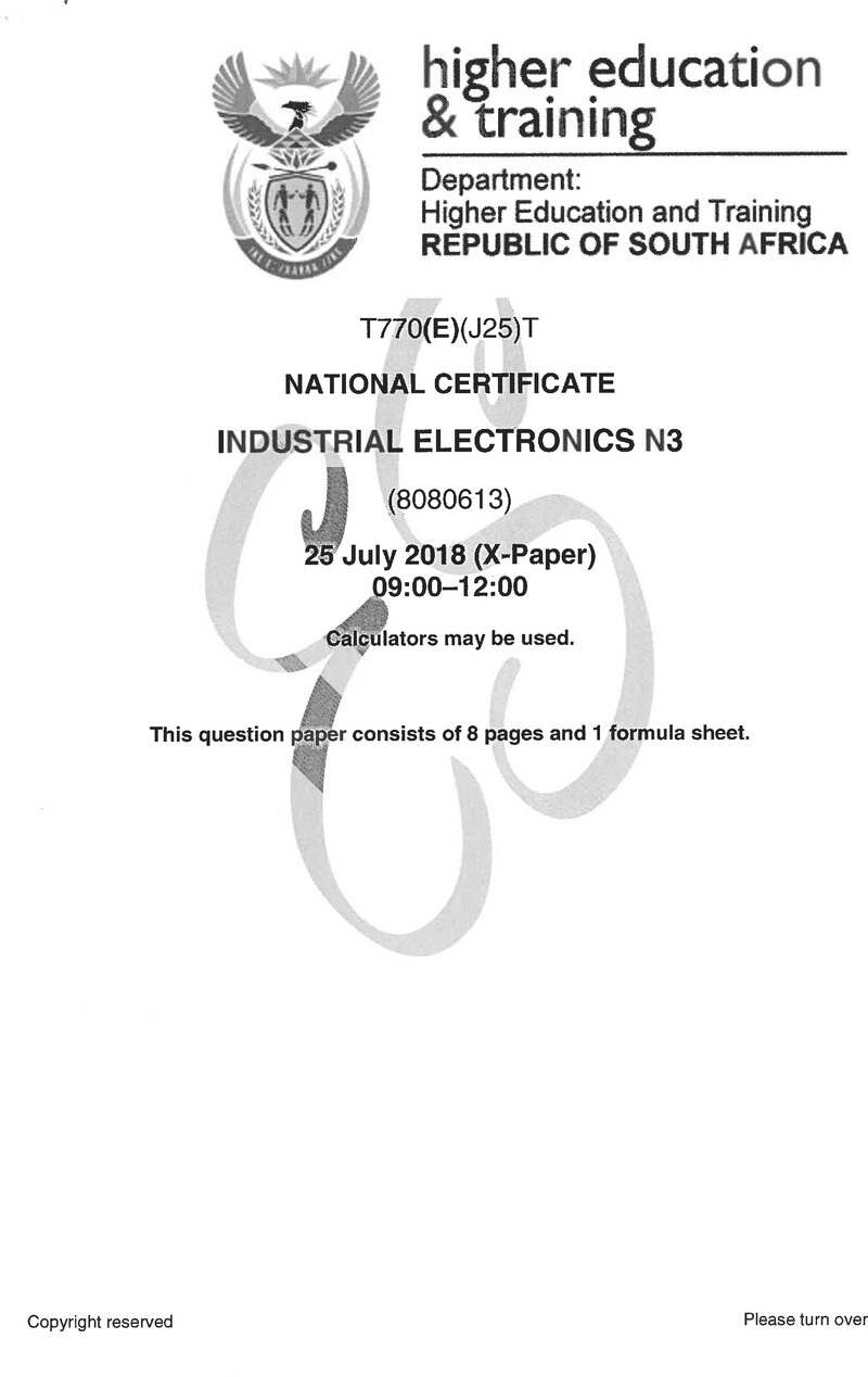 Industrial Electronics N3 Exam Paper 2 2018