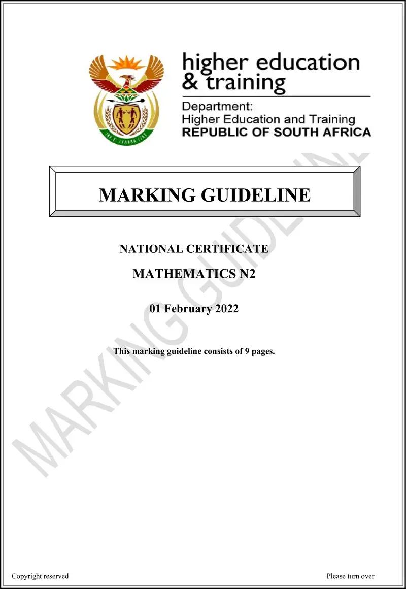 T1000 Mathematics N2 Memo April 2022 Sign Off