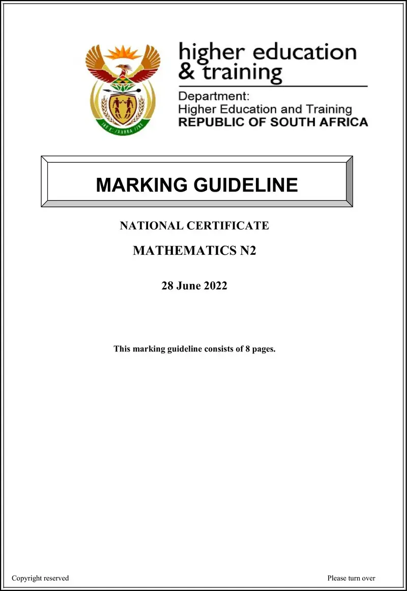 T1000 Mathematics N2 Memo Aug 2022 Sign Off