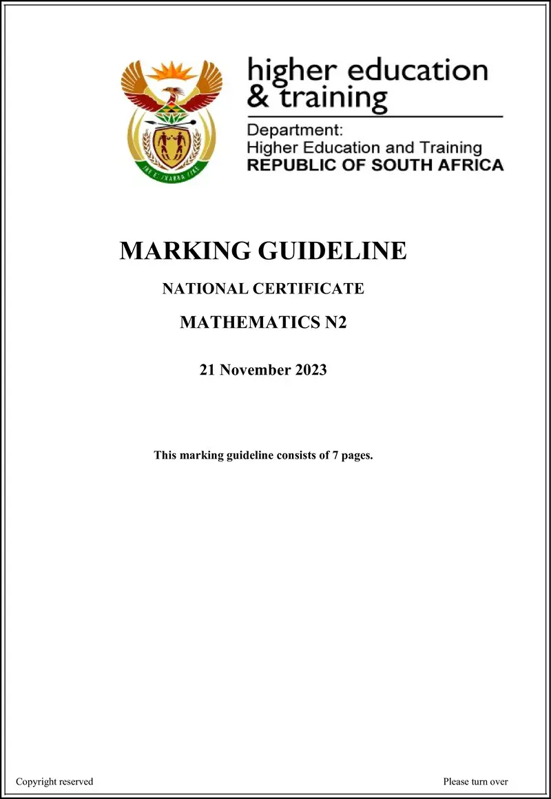 T1000 Mathematics N2 Memo Nov 2023 Signed Off