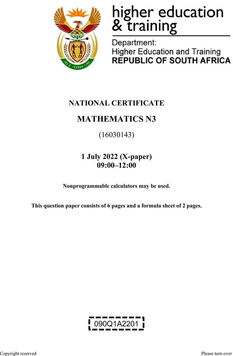 T1010 Mathematics N3 QP Aug 2022 Sign Off