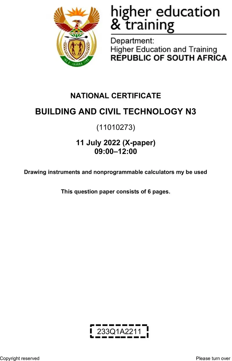T120 Building And Civil Technology N3 QP Aug 2022 preview