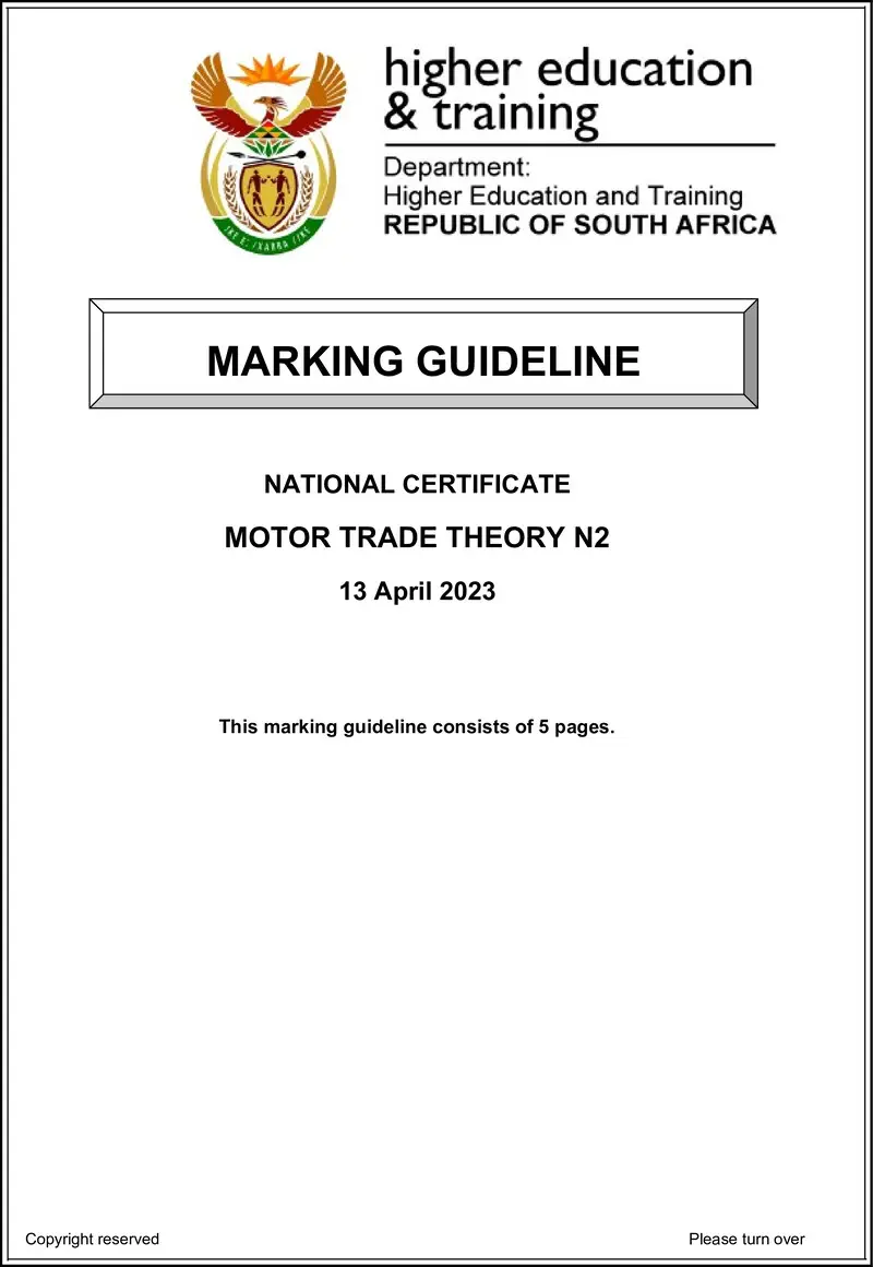 T1230 Motor Trade Theory N2 Memo April 2023 Sign Off