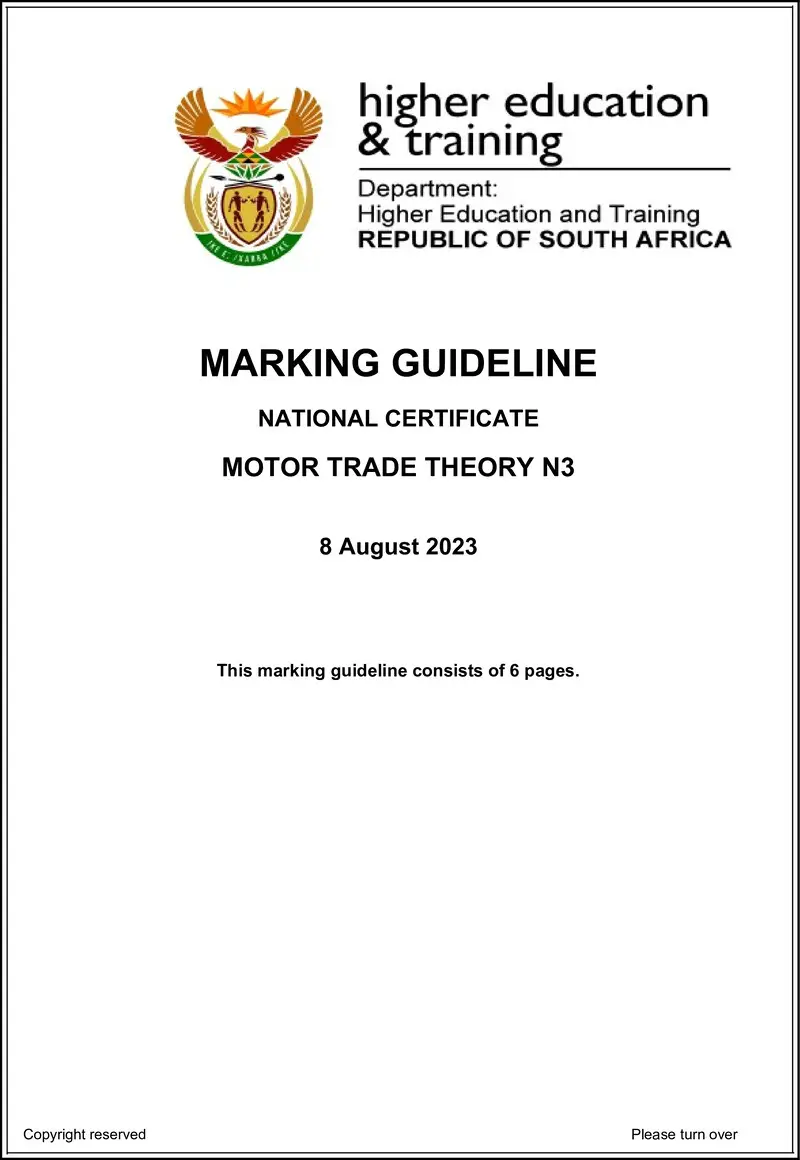 T1240 Motor Trade Theory N3 Aug MG 2023 Sign Off preview