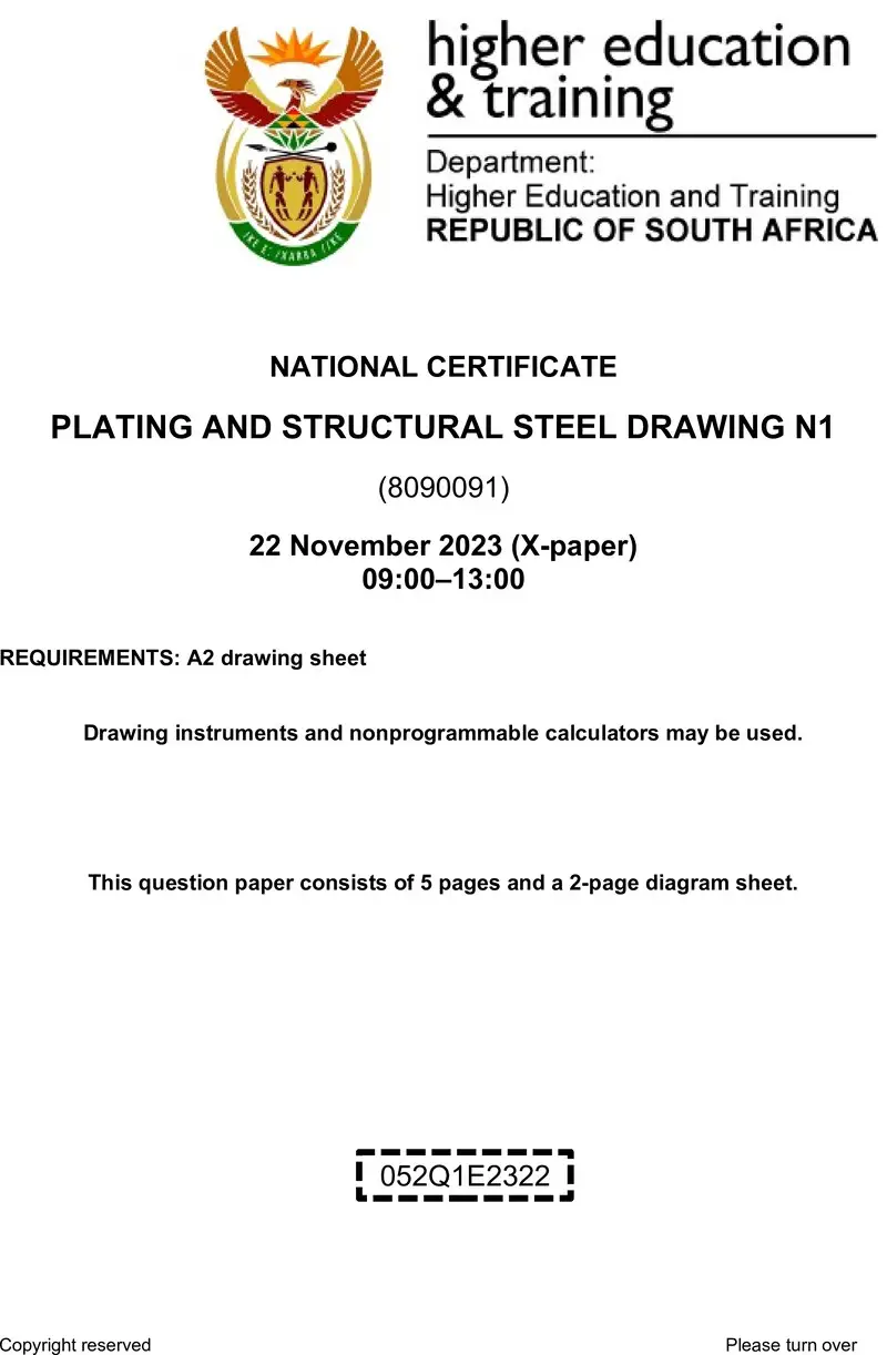 T1330 Plating And Structural Steel Drawing N1 QP Nov 2023 Ed