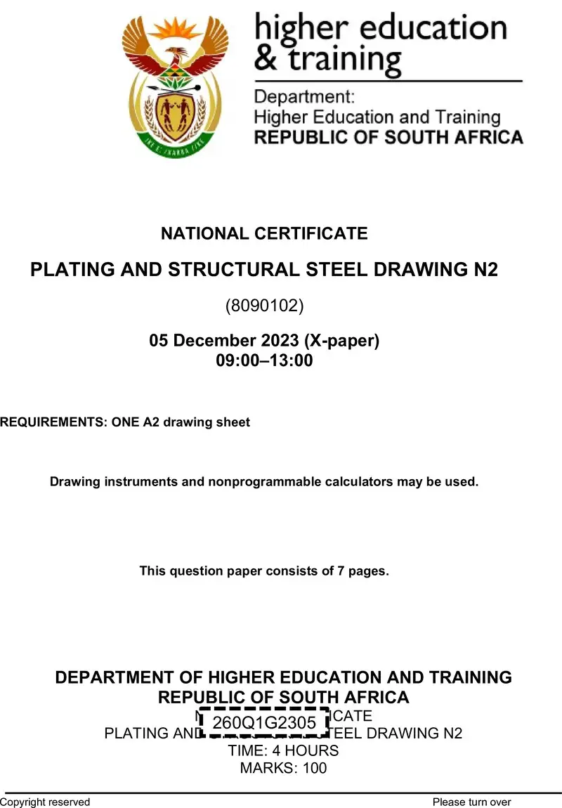 T1340 Plating And Structural Steel Drawing N2 QP Nov 2023 Signed Off