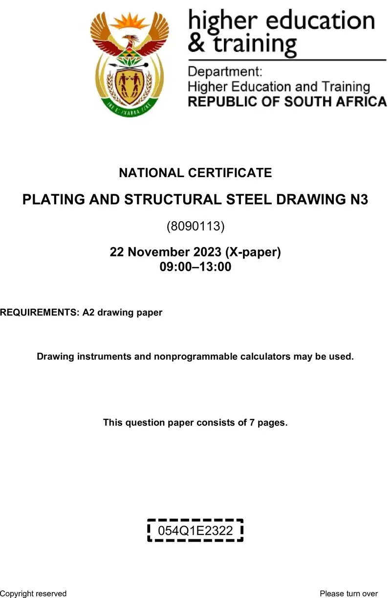 T1350 Plating And Structural Steel Drawing N3 QP Nov 2023 Sign Off preview