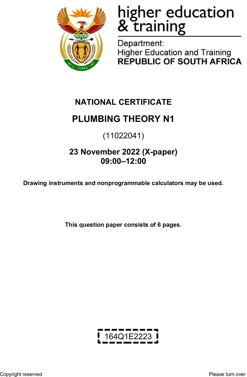 T1370 Plumbing Theory N1 QP Nov 2022