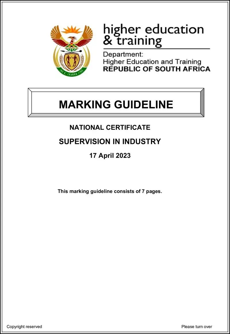 T1680 Supervision In Industry N3 Memo April 2023 Signed Off